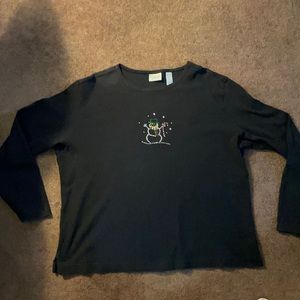 Very cute holidays Black 100% cotton L/S TeeShirt.